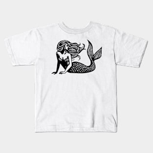 Woodcut Mermaid Kids T-Shirt